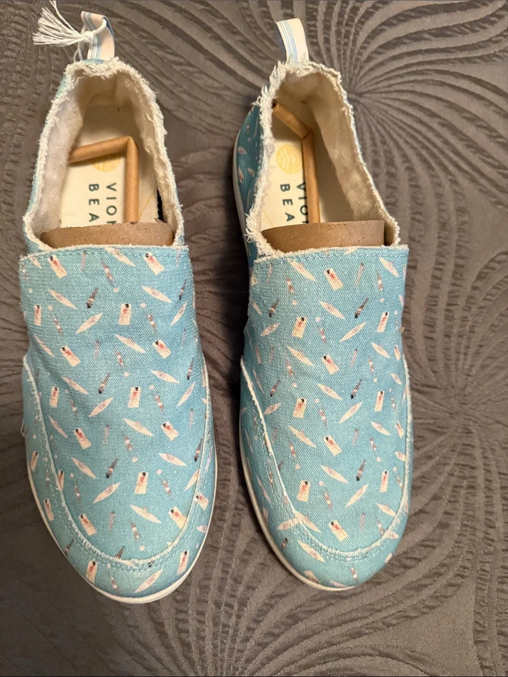 Vionic Light Blue Patterned Slip-On Flats - hard to find print